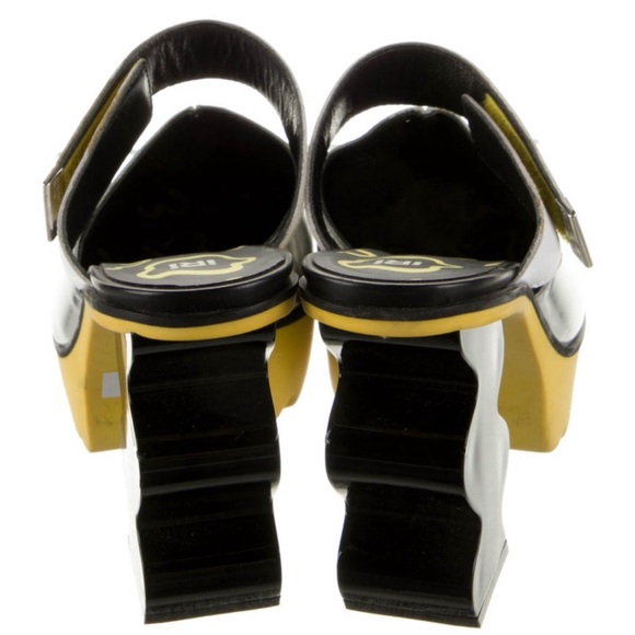 iRi Patent Leather silver, yellow and black Colorblock Mules size 39 shoe bag - Picture 2 of 11